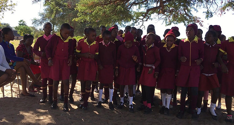 Zimbabwe girls dancing Ngamo School celebrating computer handover 